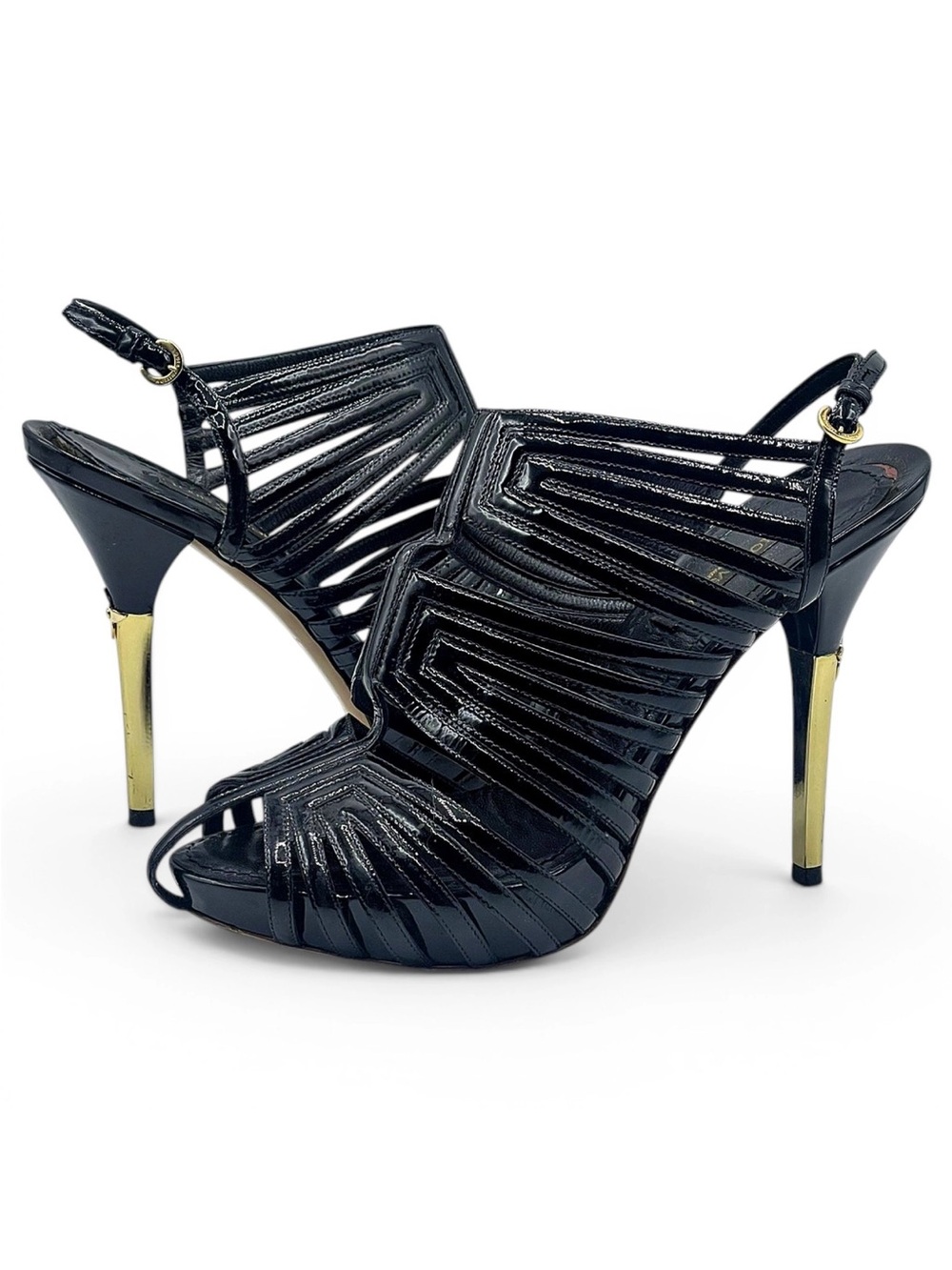 Louis Vuitton Marbella Patent Leather Slingback Stiletto Heels Platform Pumps LV